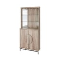 thumbnail image 4 of Home Source Grey Wash Bar Cabinet with Half Moon Handles and Metal Base, 4 of 5