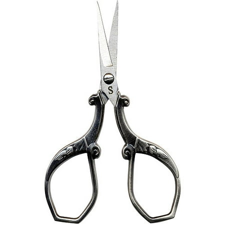 Sullivans Embroidery Scissors, 4", Antique Silver Square Handle