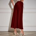 thumbnail image 3 of LWavelet Drawstring Waist Satin Mermaid Maxi Skirt Women Elegant Evening Party Flowy Versatile Bottoms Wine S, 3 of 3
