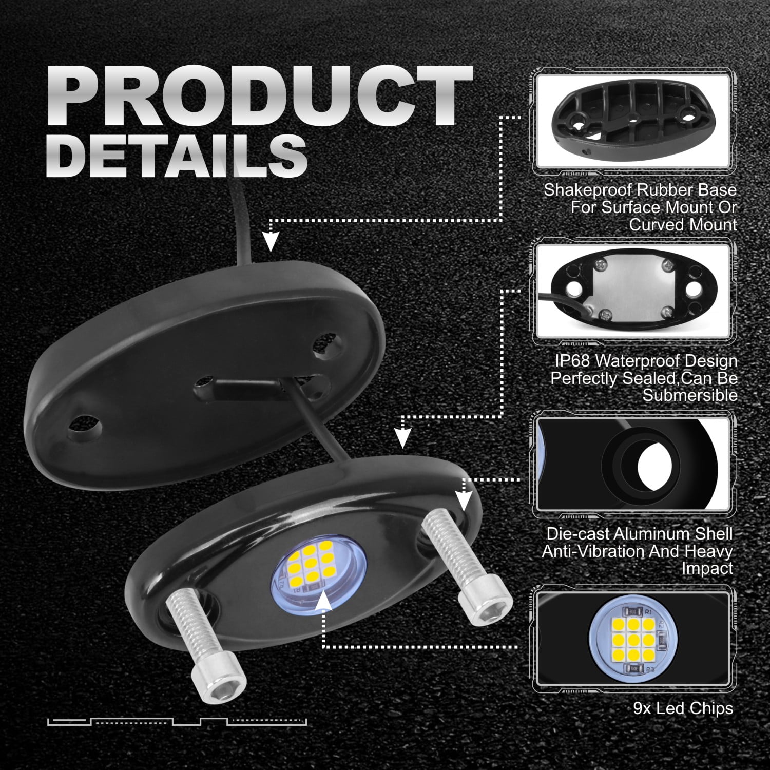 Ciachd 6Pods LED Rock Lights White Neon Underglow Light for Car Truck ATV UTV SUV Jeep Boat Underbody Glow Trail Rig Lamp Waterproof (White)