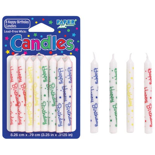 Happy Birthday Wax Candles 8 Count