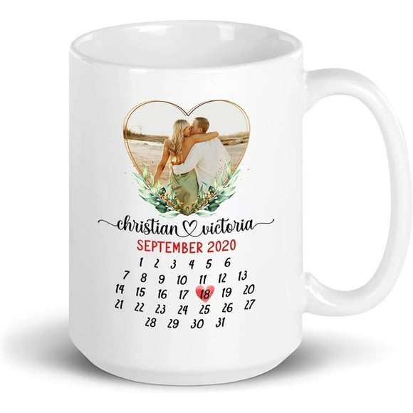 Wedding Mug, Married Mug, Married Caler Mug, Custom Eged Mug, Egement Calender Mug Gifts For Couple, Wedding Caler Mug, Married Mug, Love Memory Mugs Gifts 11oz