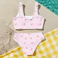 thumbnail image 4 of Girl's 2 Piece Textured Bikini Sets Cutout Ruffle Top with Metal Shell Bathing Suit Spaghetti Swimsuit Sun Protection, 4 of 5