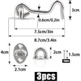 thumbnail image 5 of Gancho para puerta, 3 piezas de pestillo de puerta exterior de 7,5 cm, gancho para pestillo de puerta, gancho de cabina de acero inoxidable, pestillo de puerta interior con tornillos de montaje, 5 of 5