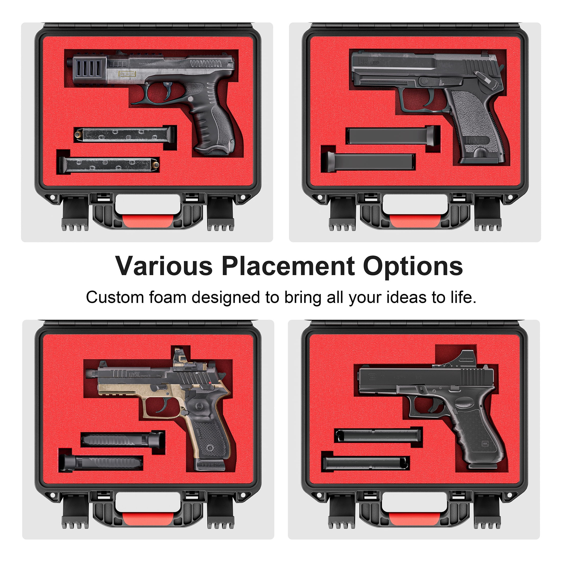 Kinghardcase TSA-Approved Handgun Hard Shell Case – Waterproof, Shockproof & Lockable（Fits 9mm）