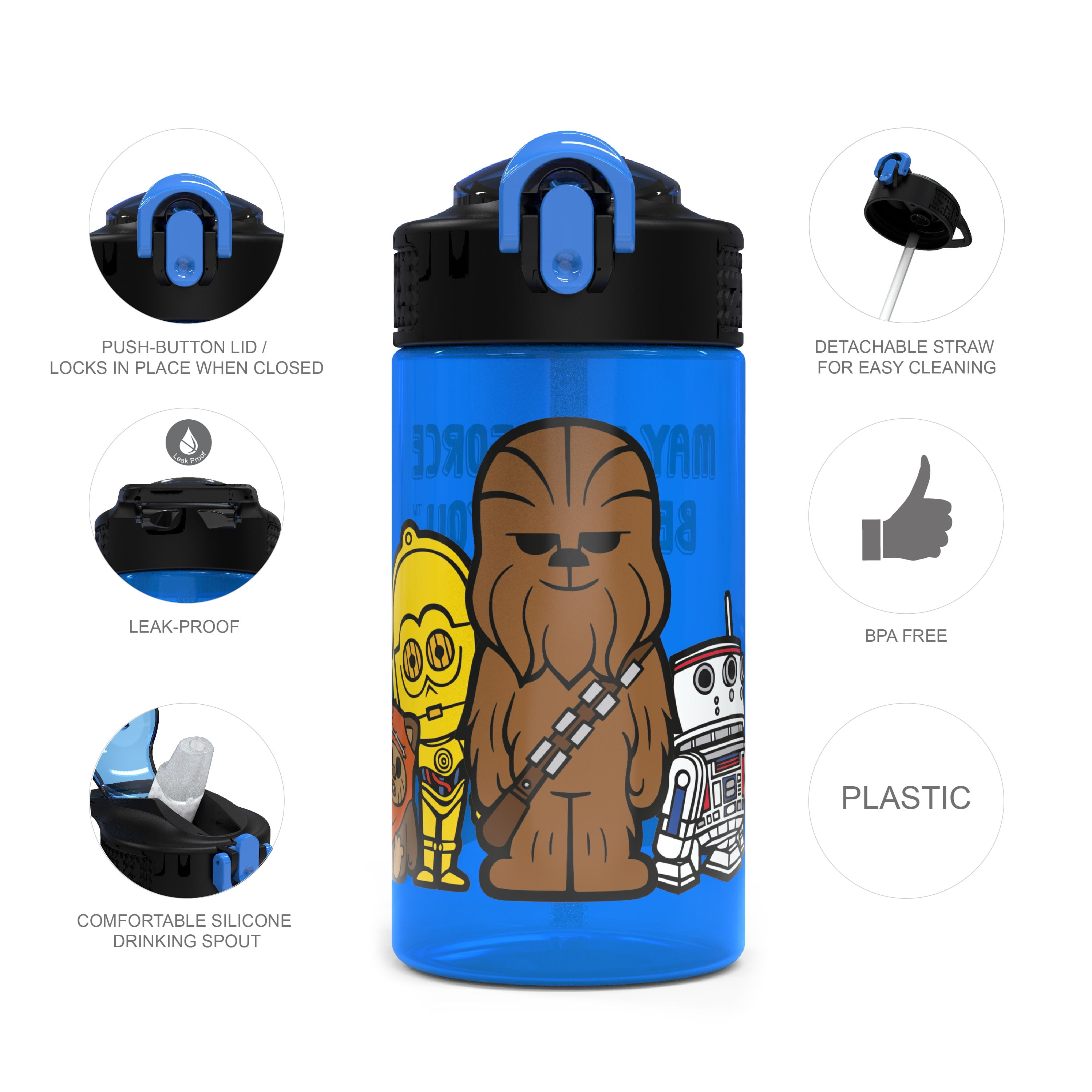 Zak Designs 16oz Plastic Kids' Water Bottle with Bumper and Antimicrobial  Spout 'Star Wars Mandalorian The Child' - Yahoo Shopping