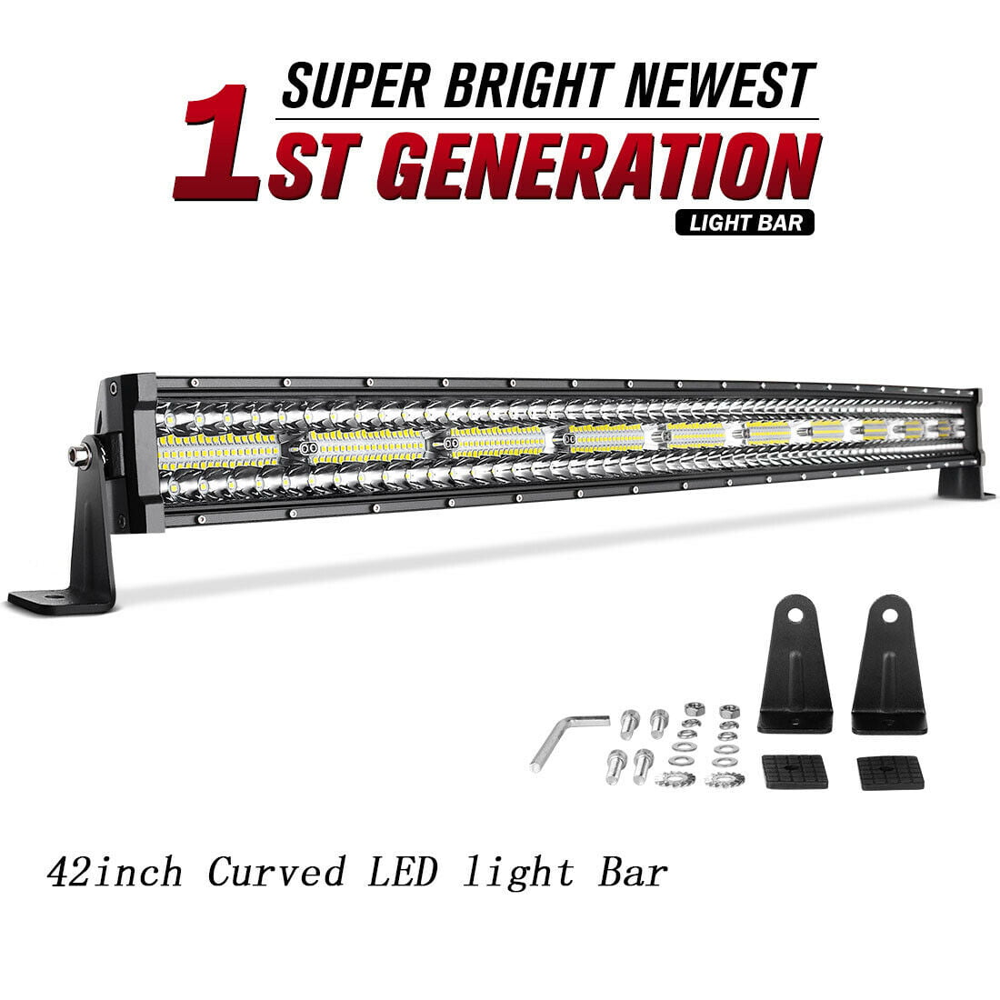 Curved 42inch 240W Led Light Bar Spot Flood For JEEP Ford 40/43"+2X 18W 4"in 4D