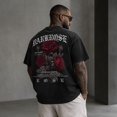 thumbnail image 4 of Men's Gothic Rose Graphic T-Shirt, Floral Back Print Short Sleeve Crewneck Tee, 4 of 9