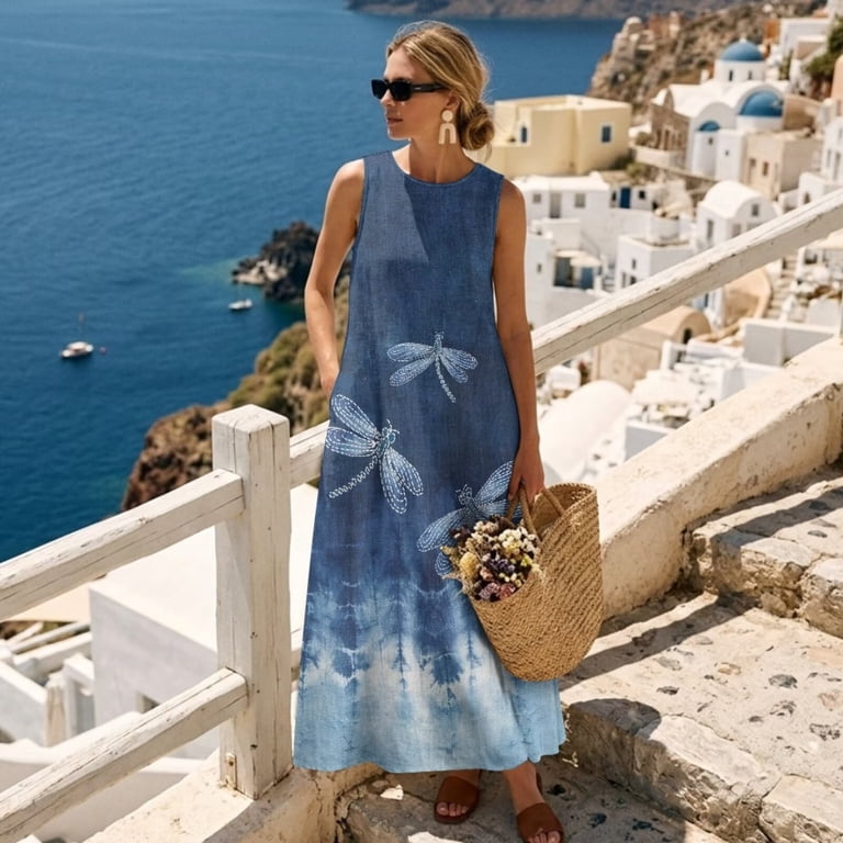 blue dragonfly dress Dragonfly Lace-up Back Midi Dress Blue