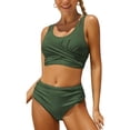 thumbnail image 1 of Charmo Womens High Waisted Bikini Crop Top Two Piece Swimsuit Ruched Bathing Suits, 1 of 6