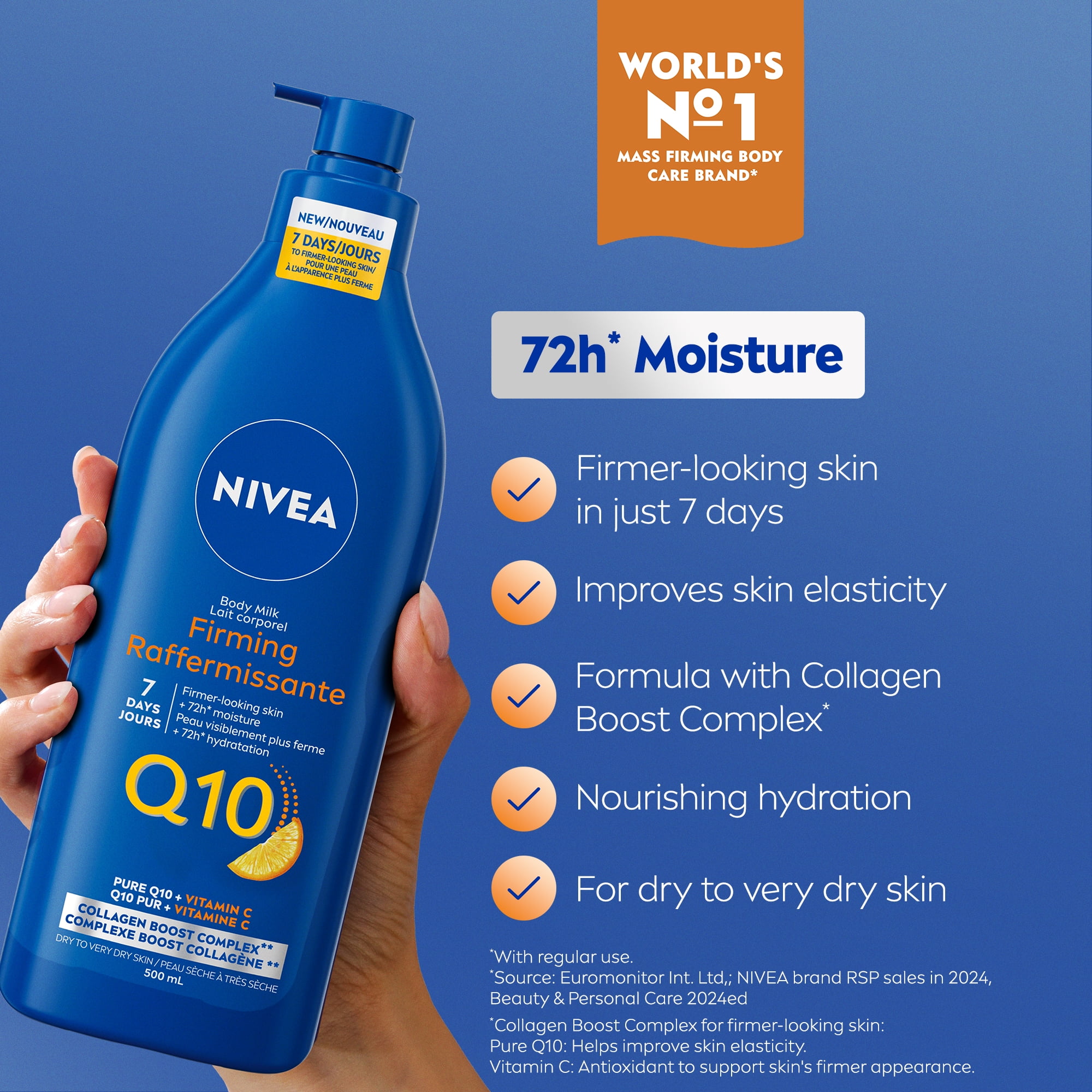 NIVEA Q10 Firming Body Lotion for Women, Body Milk with Q10 & Vitamin C, Dry Skin, 500 mL, Nivea Q10 Body Milk