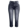 thumbnail image 5 of WULMLEO Capri Jeans for Women Hem Mid Rise Skinny Distressed Denim Butt Lifting Jeggings with Pockets Gray L, 5 of 6