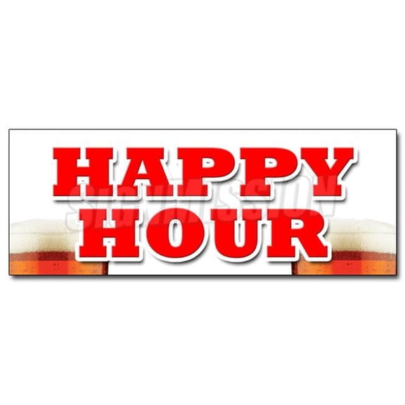 SignMission 12 in. Happy Hour Decal Sticker - All Day 2-in-1 Two for One Beer Cocktails Drink