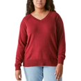 thumbnail image 4 of Lucky Brand Women's V-Neck Sweater, Long Sleeves, Side Slits, Cotton Blend, Cream/Green/Red/Black (Red,Small), 4 of 6