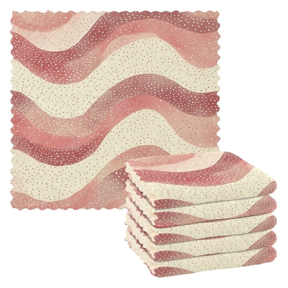 Yayeee 6 Pack Kitchen Dish Cloths for Washing Dishes Soft Absorbent Microfiber Towels, Soft Pink Pattern
