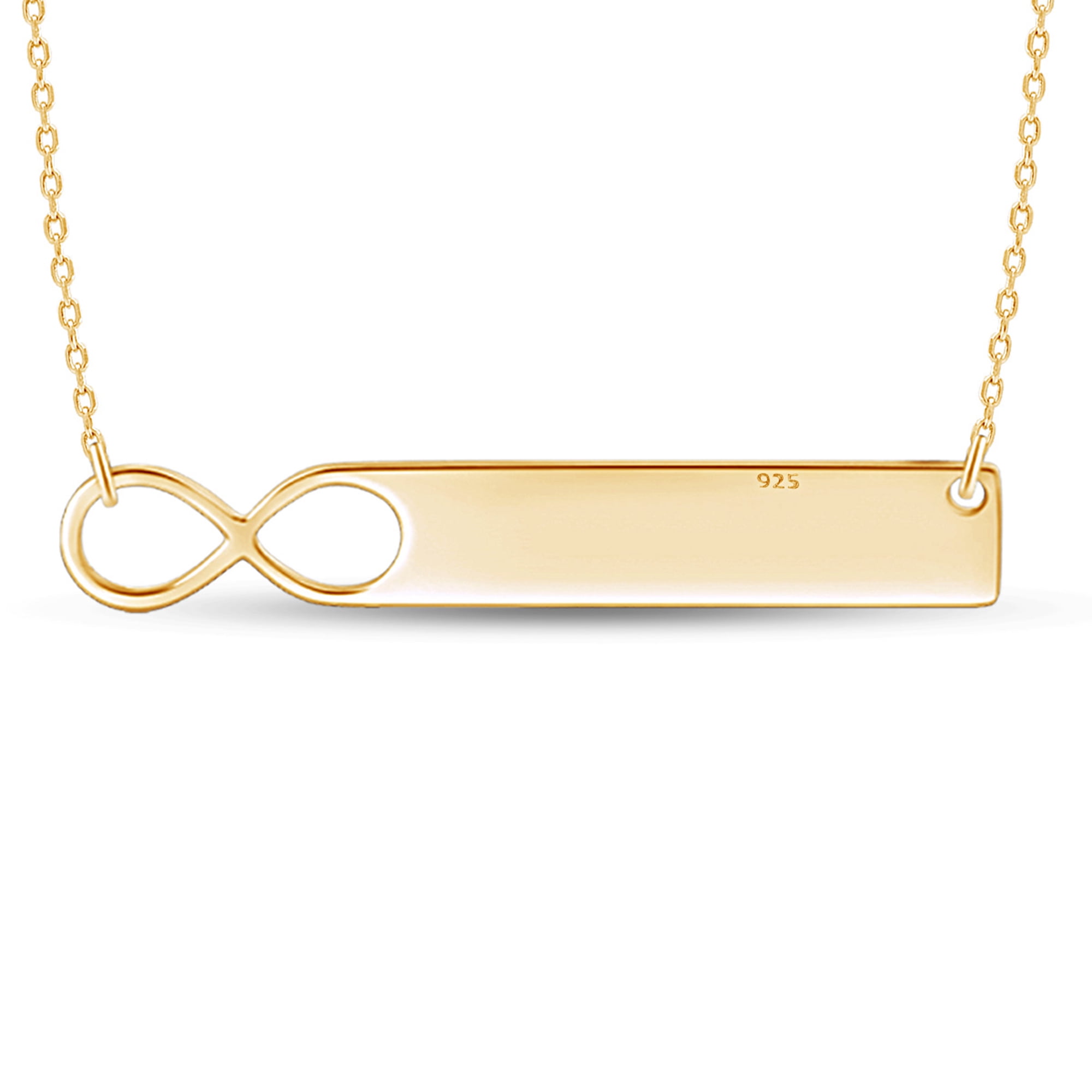 AFFY Engravable Infinity Bar Personalize Pendant Necklace in 14k Yellow Gold Over Sterling Silver