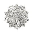 thumbnail image 2 of Joernso Brooch Pin Exquisite Anti-rust Silver Plated Rhinestone Round Blossom Flower Breastpin for Dating, 2 of 8