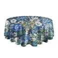 thumbnail image 5 of Pioneer Flower Floral Print Pattern Round Tablecloth 60"x60",Wrinkle Wipeable Table Cloth for Kitchen Dining Room Picnic Patio Party, 5 of 6