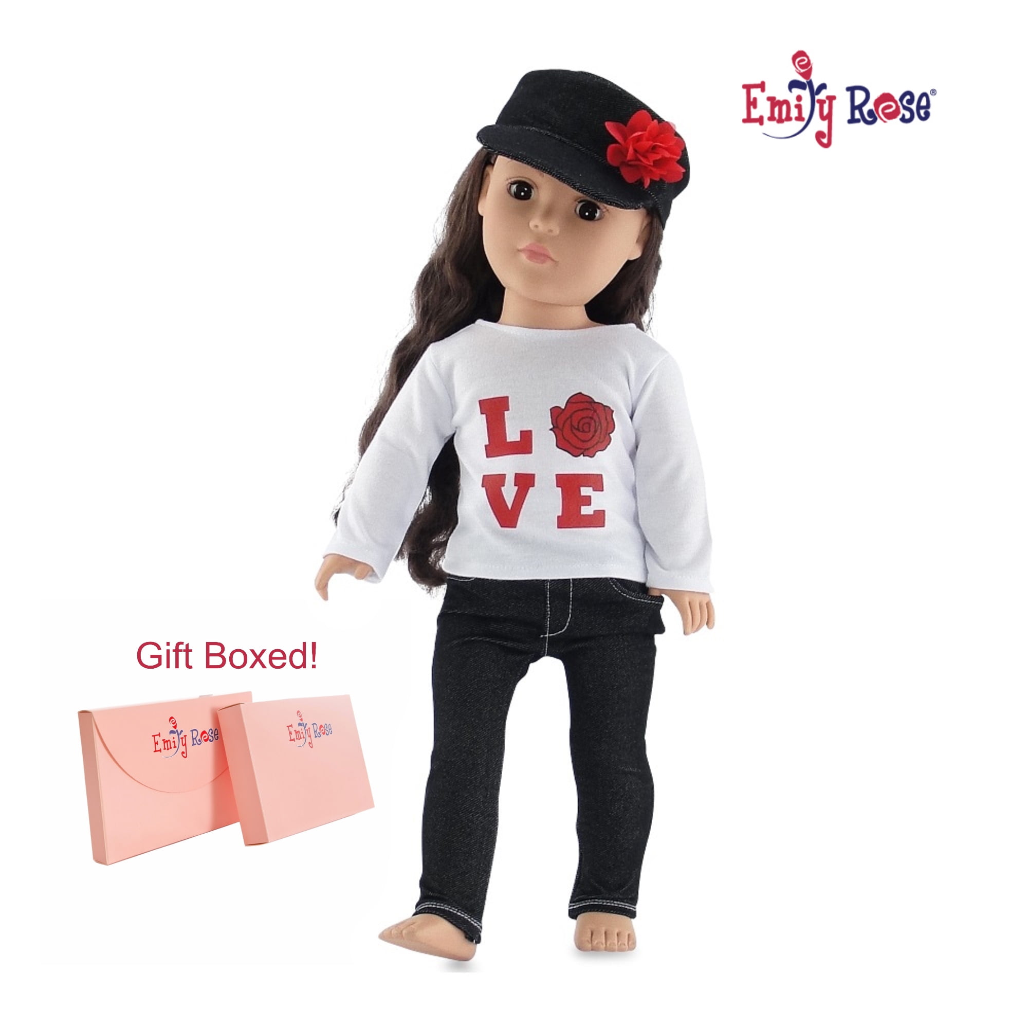 Cute White T-shirt Jeans Pants For 18" Girl Doll Set Clothes 2020 Hot Sale 