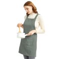thumbnail image 4 of Elezay Slim Cross Back Cooking Cotton Linen Apron No Tie Cozy X Shape Pinafore for Kitchen Baking Gardening Painting Green M, 4 of 6