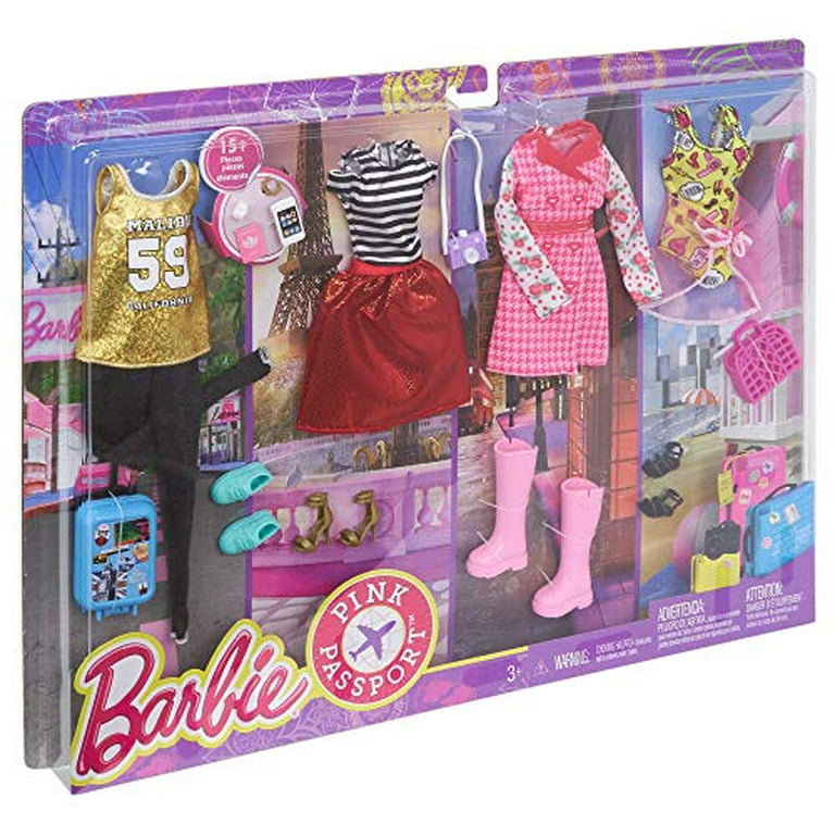 Barbie Pink Passport Travel Fashions Doll Clothing and Accessories