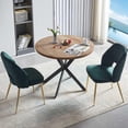 thumbnail image 2 of NORDICANA 3-Pieces 37-Inch Dining Table Set for 2 - Space Saving MDF Round Table with 2 Chairs Velvet Upholstered, 2 of 9