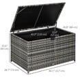 thumbnail image 2 of 113 Gallon Outdoor Rattan Deck Box, Grey PE Wicker Storage Container with Waterproof Liner and Pneumatic Lift, 46.1" L for Patio, Garden, Poolside, and Backyard Use, 2 of 7