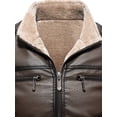 thumbnail image 2 of Warm Fleece PU Jacket, Men's Casual Zipper Pockets Stand Collor Faux Leather Jacket For Fall Winter, 2 of 5