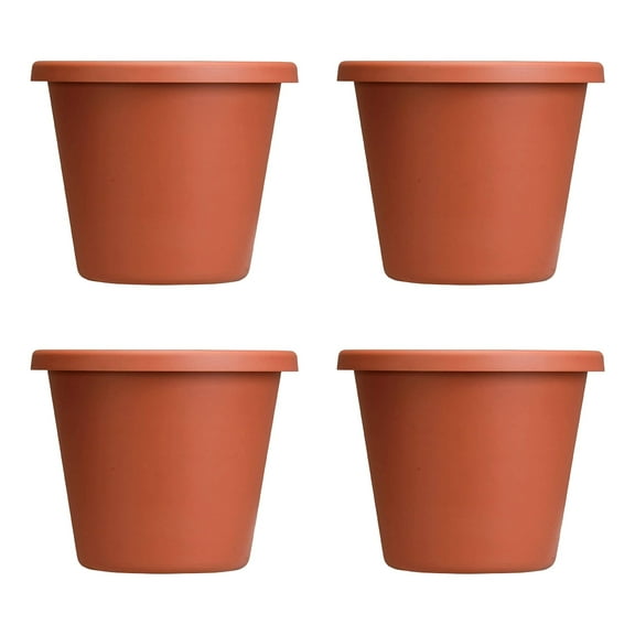 The HC Companies 12" Classic Flower Pot Planter, Terra Cotta (4 Pack)