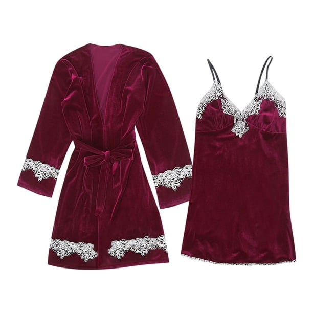Camisón de dos piezas de terciopelo dorado para mujer, traje de servicio doméstico, conjuntos de pantalones de pijama para el hogar Fridja nalpqowj18722