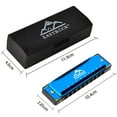 thumbnail image 3 of EASTROCK 10 Holes Key of C Blues Harmonica for Beginner Students Professional Metal Blues Harp Mouth Organ with Case (Blue), 3 of 6