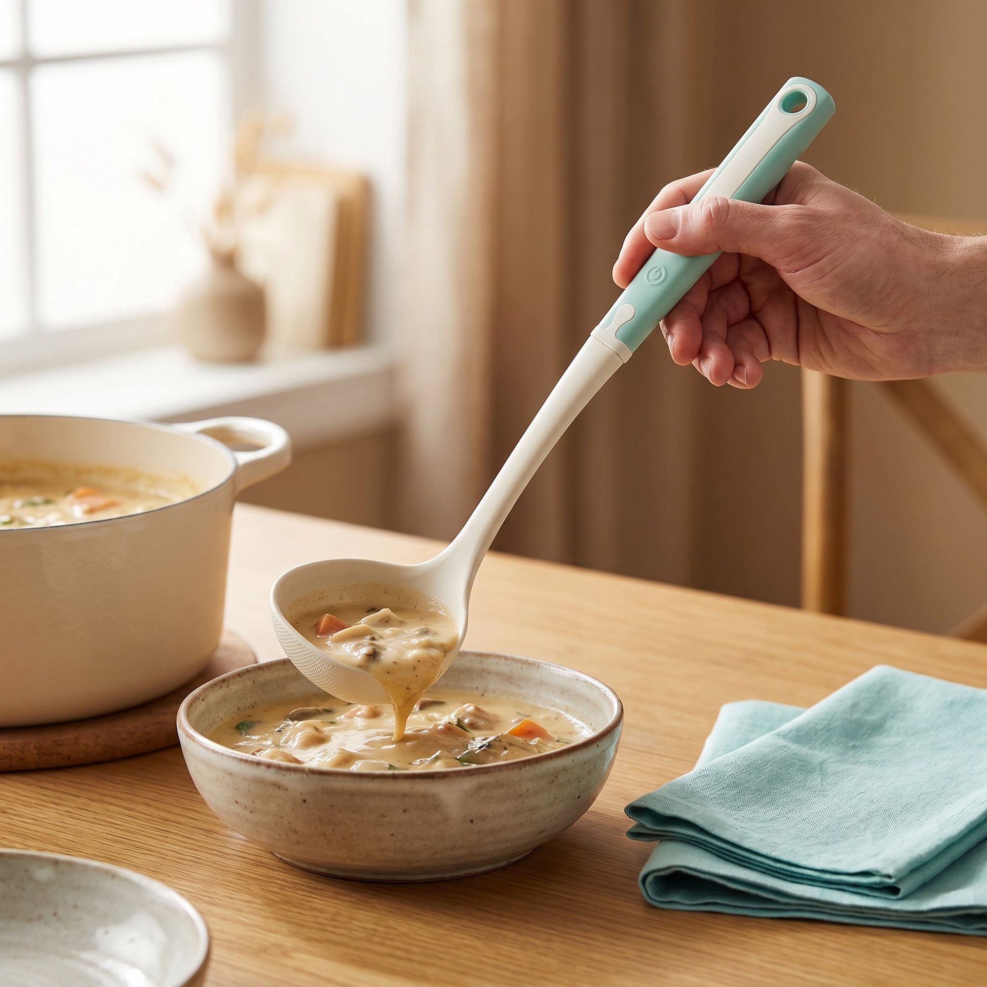 Unique Bargains Heat Resistant Cooking Silicone Soup Spoon for Cookware A 13.6"x3.3"