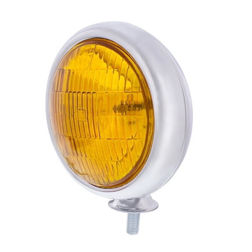 United Pacific C364007 12-Volt Vintage Style Chrome Fog Light, Universal Ball & Cup Adjustable Mounting, Vintage Lens Pattern – Amber Lens – ONE Unit