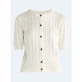 thumbnail image 5 of Free Assembly Women's and Women's Plus Pointelle Button Front Sweater, Lightweight, XS-4X, 5 of 5