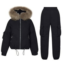 LYXSSBYX 2 Piece Outfit for Women Winter Women's and Winter Cotton Clothes Set Women's Fashion Thickened Warm Cotton Clothes Two Piece Set Cotton Coat Coat Coat