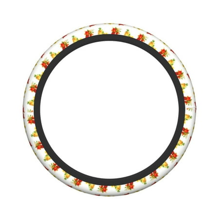 XMXY Car Steering Wheel Cover, Flower Pattern Texture Non-Slip Jeep Truck Universal Elastic Steering Wheel Protector 15 inch