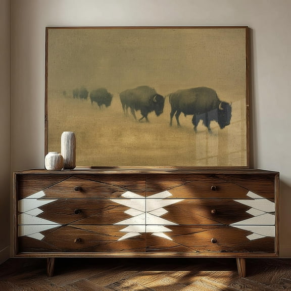 Vintage Buffalo Print, Rustic Western Lodge Wall Art Home Decor #3008, Unframed Poster Size 8x12