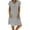 Gray, variant on JSheng Women's Summer Dresses Cotton And Linen Fashion Women Loose V-Neck Solid Short Sleeve Button Dress Gray S