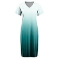 thumbnail image 4 of GEWSEY 2025 Women Summer V Neck Casual Loose Split -Free Long Maxi Vacation Dress with Pockets (Dark Green, XXL), 4 of 7