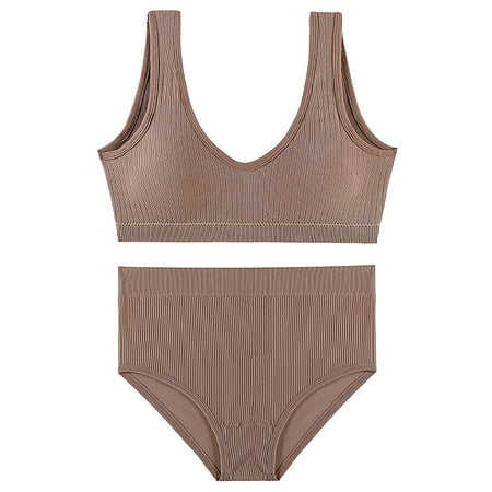 

VOSS Women s 2 Piece Seamless Lingerie Halter No Padding Bra And Set