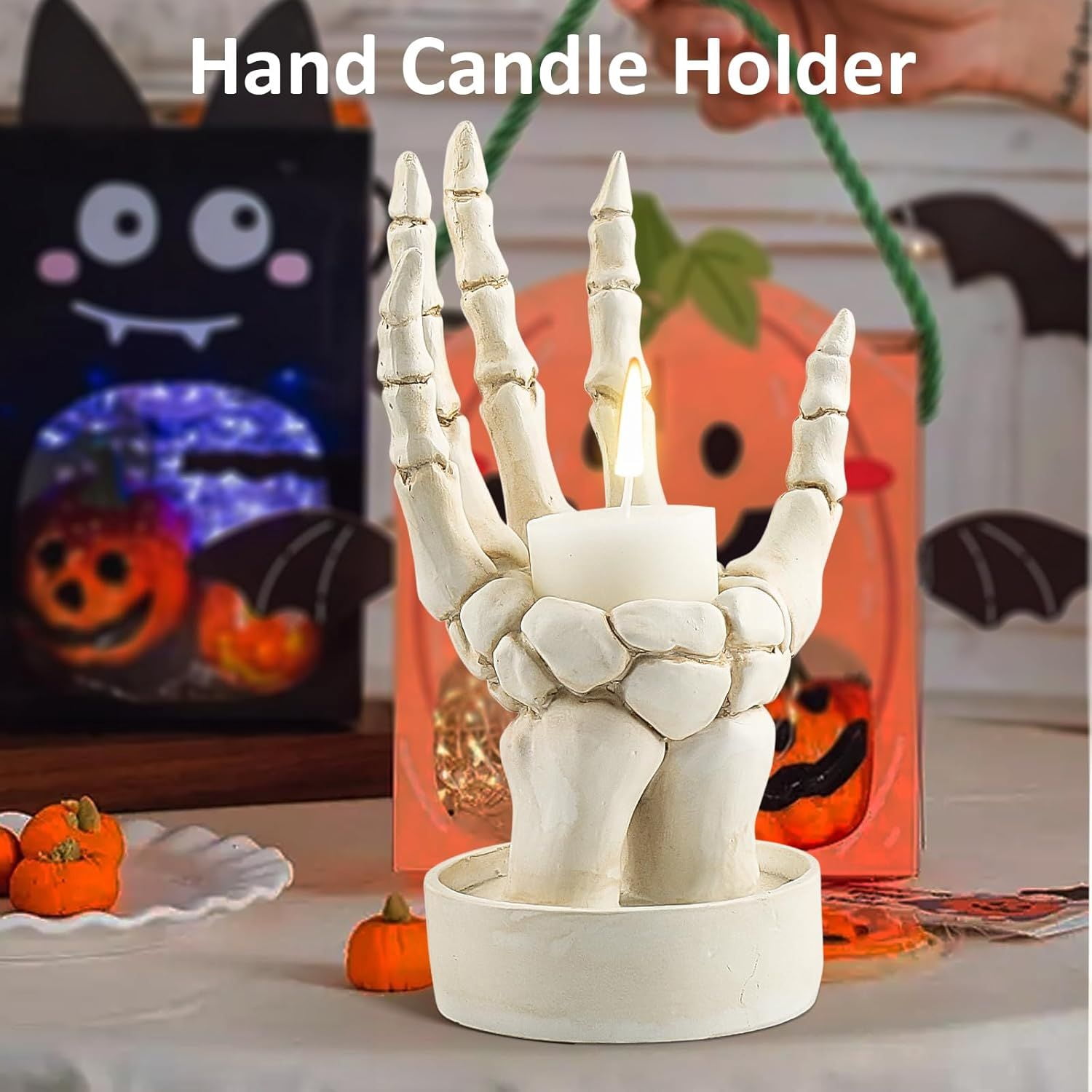 Skeleton Hand Centerpiece with Candle Groove for Gothic Halloween Decor