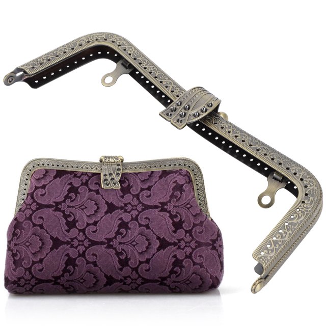 Retro Purse Frame, Metal Purse Frame DIY Purse Frame Hardware Accessories Retro Embossed Handle Iron For
