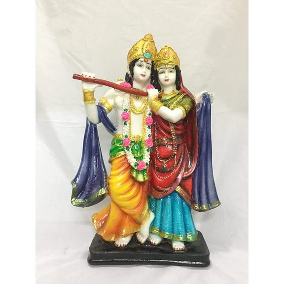 Indian God Radha Krishna Statue Standing Radha Krishna Idol Radha Krishna Murti Lord Krishna with Radha Figurine Hindu Divine Couple Religious Gift for Indian People Home Decor - AtoZ India Cart