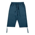 thumbnail image 4 of CONZONE Mens Baggy Linen Capri Pants Wide Leg Pants for Men Trendy Elastic Waist Drawstring Solid Soft Casual Joggers Pant With Pockets, 4 of 4