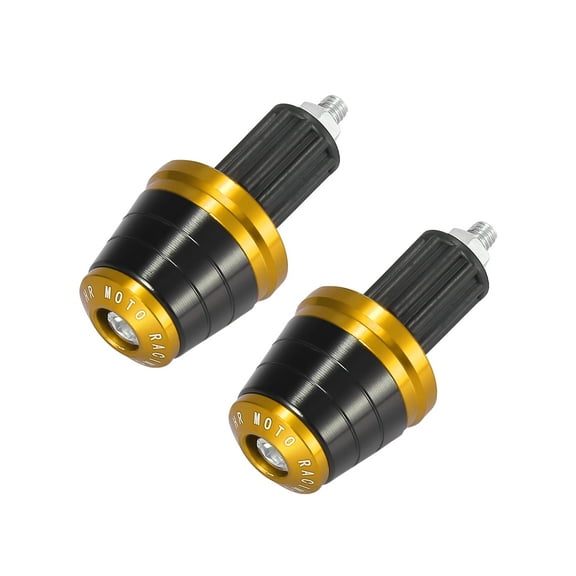 Unique Bargains 2pcs Gold Tone Universal 18mm Hand Grips Handlebar End Caps Plug Replacement for Motorcycle