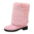 thumbnail image 6 of Rokment Fuzzy Mid Calf Winter Snow Boots for Women Cold Weather Fashion Suede Chunky Low Heel Furry Wide Mid Calf Dress Tall Boots Pink Size 8, 6 of 7