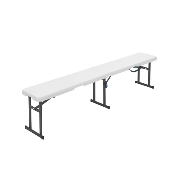 Mainstays 6 Foot Fold-in-Half Bench, Steel Frame, Indoor Outdoor, Includes Carry Handle, White