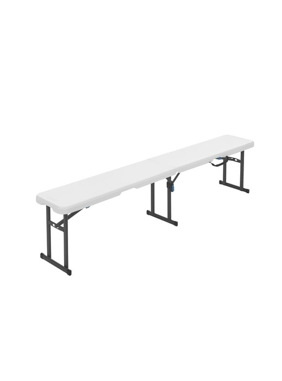 Mainstays 6 Foot Fold-in-Half Bench, Steel Frame, Indoor Outdoor, Includes Carry Handle, White
