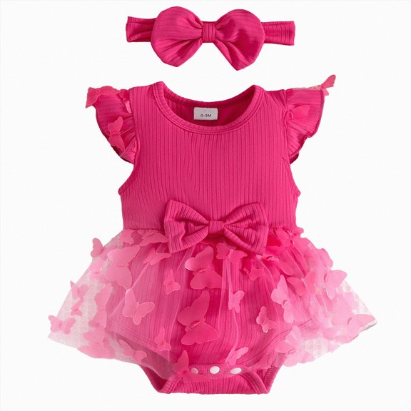 Baby Onesies Girl Baby Girl Summer Clothes Cute Newborn Girl Outfits Sleeveless Lace Solid Color One Piece Romper Headband 2pcs Set