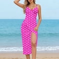 thumbnail image 2 of Idoravan Beach Cover Ups for Women Dress Women's Beach Point Print Cover-Up Sarong with Waist and Sheer Draped, 2 of 9